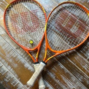 Vintage Wilson Jr Orange Tennis Rackets